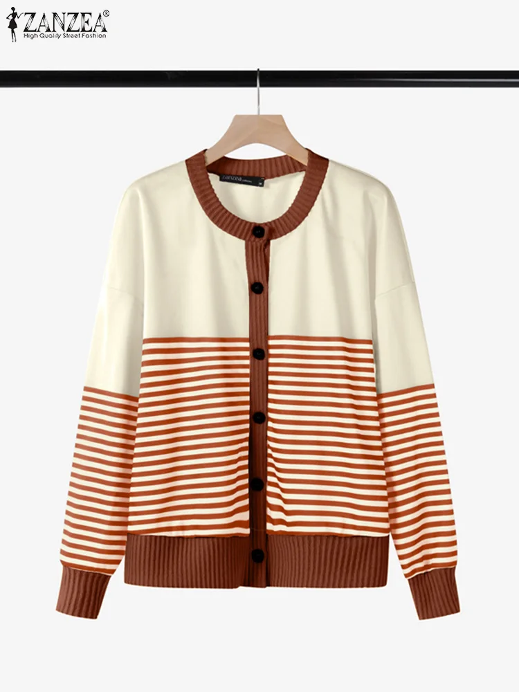 ZANZEA Casual Women's Sweatshrits 2025 Spring Drop-Shoulder Long Sleeve Button Up Cardigans Fashion Color-Blocked Striped Tops
ZANZEA Casual Women's Sweatshrits 2025 Spring Drop-Shoulder Long Sleeve Button Up Cardigans Fashion Color-Blocked Striped Tops