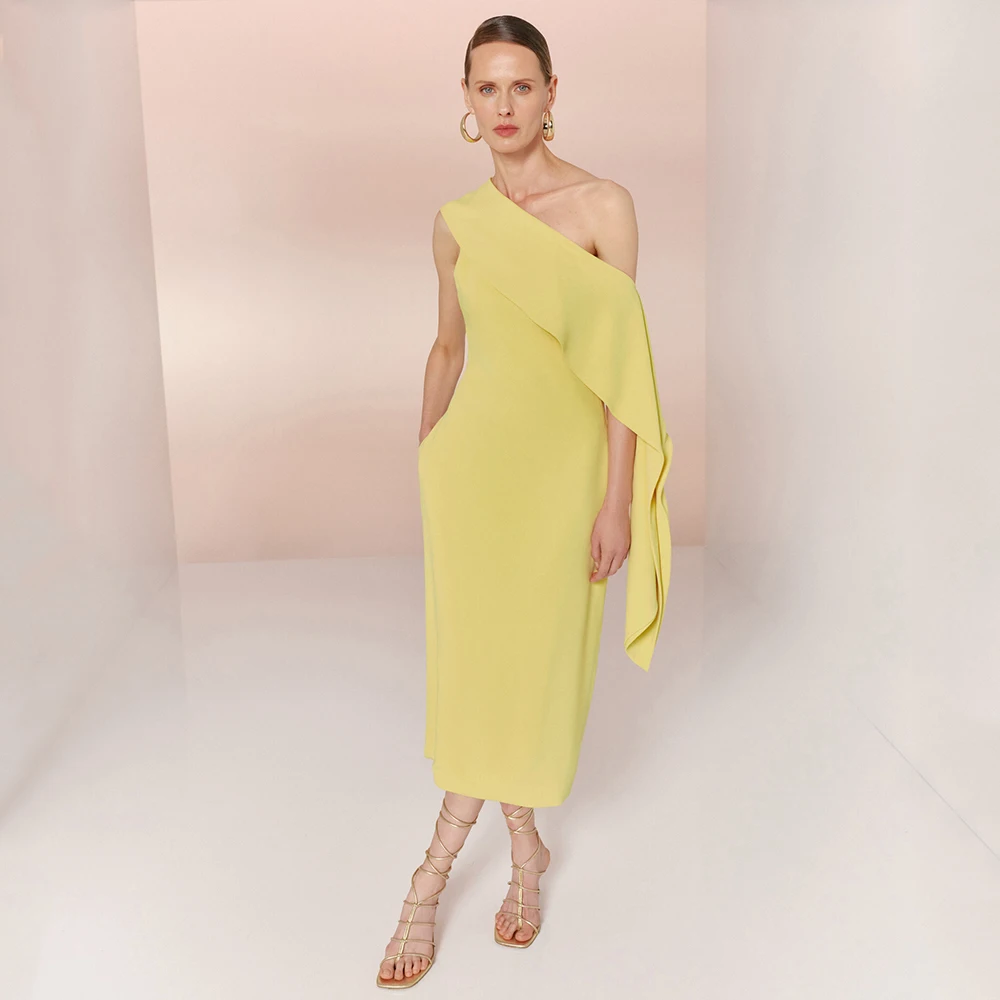 Lemon Cocktail Dresses Column One Shoulder Ruffle Tea Length Wedding Party Gowns for Women Tea Length Pockets Cocktail Gown 2025
Lemon Cocktail Dresses Column One Shoulder Ruffle Tea Length Wedding Party Gowns for Women Tea Length Pockets Cocktail Gown 2025