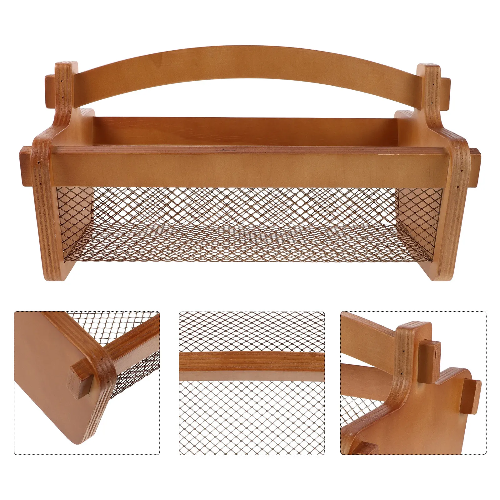 Rustic Wooden Fruit and Vegetable Basket with Ventilated Mesh Bottom Solid Wood Handle for Kitchen Counter Storage Natural
Rustic Wooden Fruit and Vegetable Basket with Ventilated Mesh Bottom Solid Wood Handle for Kitchen Counter Storage Natural