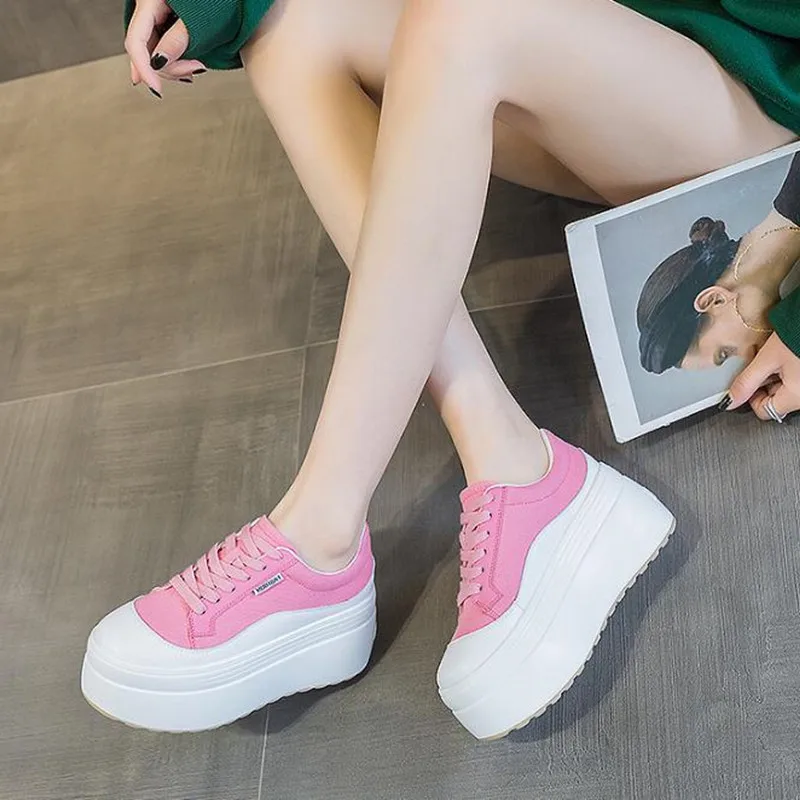 New 8cm Canvas Genuine Leather Women Pink Fashion Sneakers Platform Shoes Wedge Hidden Heel Ladies Summer Mixed Color Vulcanize
New 8cm Canvas Genuine Leather Women Pink Fashion Sneakers Platform Shoes Wedge Hidden Heel Ladies Summer Mixed Color Vulcanize