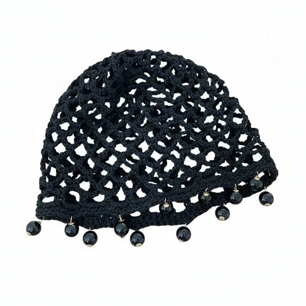 Breathable Hollowed Out Knitted Hat Pearl Fringed Handmade Beret Cap Round Beads Beanies Cap Fashion Headwear
Breathable Hollowed Out Knitted Hat Pearl Fringed Handmade Beret Cap Round Beads Beanies Cap Fashion Headwear