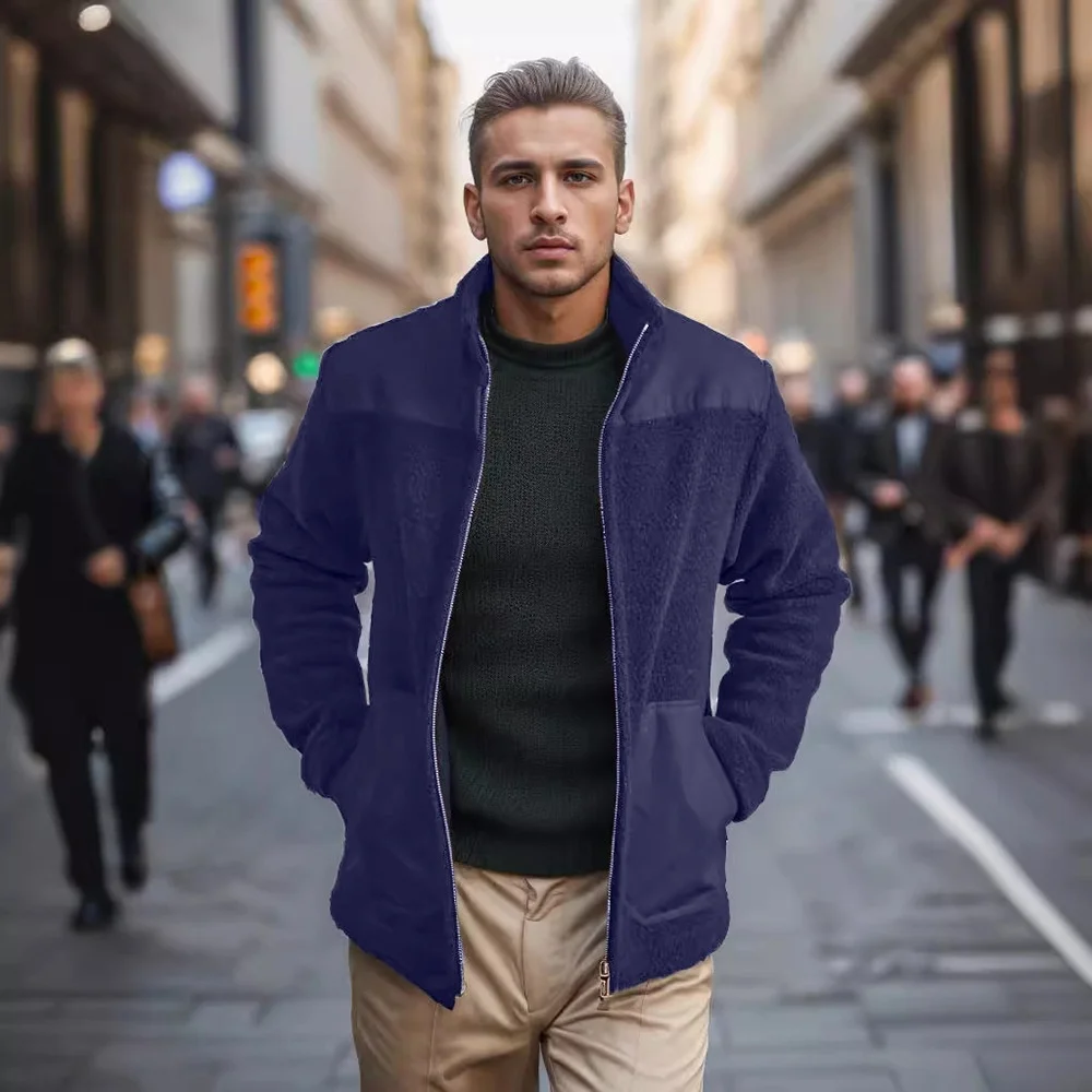 Men's Fleece Lined Stand Collar Jacket Color Block Coat Spring Autumn Loose Fit Zipper Decorated Straight Hem Youth Outerwear
Men's Fleece Lined Stand Collar Jacket Color Block Coat Spring Autumn Loose Fit Zipper Decorated Straight Hem Youth Outerwear