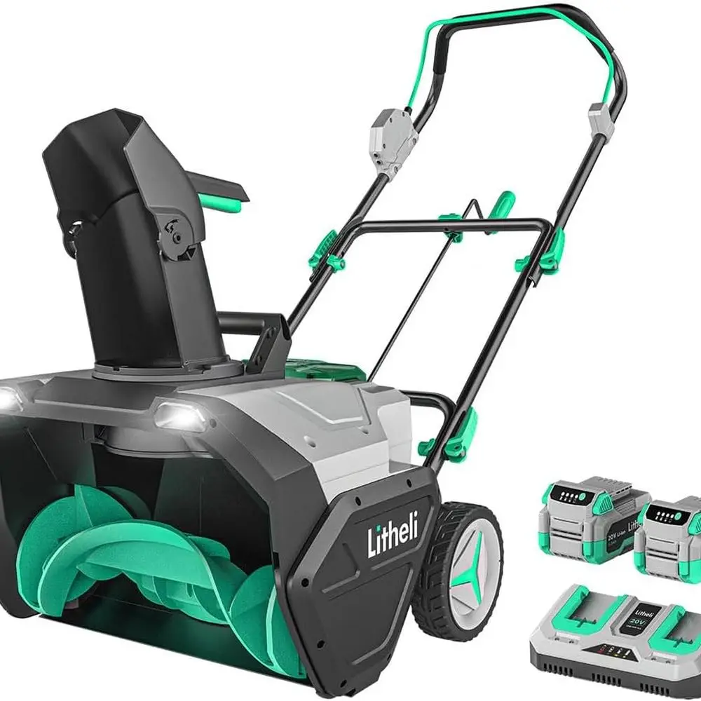 20V Cordless Snow Blower, 20 Brushless Electric Snow Thrower with Wheels, LED Lights, 180° Chute, 4.0Ah Battery and Quick Charge
20V Cordless Snow Blower, 20 Brushless Electric Snow Thrower with Wheels, LED Lights, 180° Chute, 4.0Ah Battery and Quick Charge