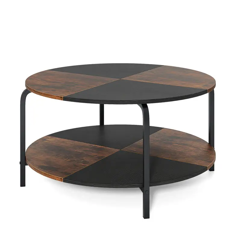 2-Tier Round Coffee Table Metal Frame with Storage Shelf-Rustic Brown
2-Tier Round Coffee Table Metal Frame with Storage Shelf-Rustic Brown