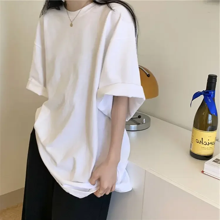 Women Short Sleeved T-shirt Pure Cotton White Loose Fitting Round Neck Top Basic Casual Summer New 2024 Clothing
Women Short Sleeved T-shirt Pure Cotton White Loose Fitting Round Neck Top Basic Casual Summer New 2024 Clothing