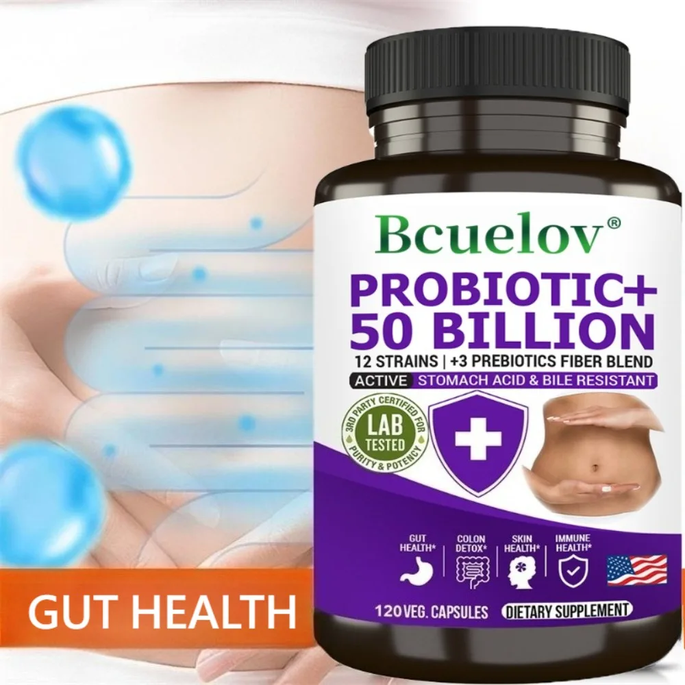Probiotic 50 Billion CFU Supplement - 12 Probiotics Strains with 3 Organic Prebiotics, Digestive Health Support, Colon Detox
Probiotic 50 Billion CFU Supplement - 12 Probiotics Strains with 3 Organic Prebiotics, Digestive Health Support, Colon Detox