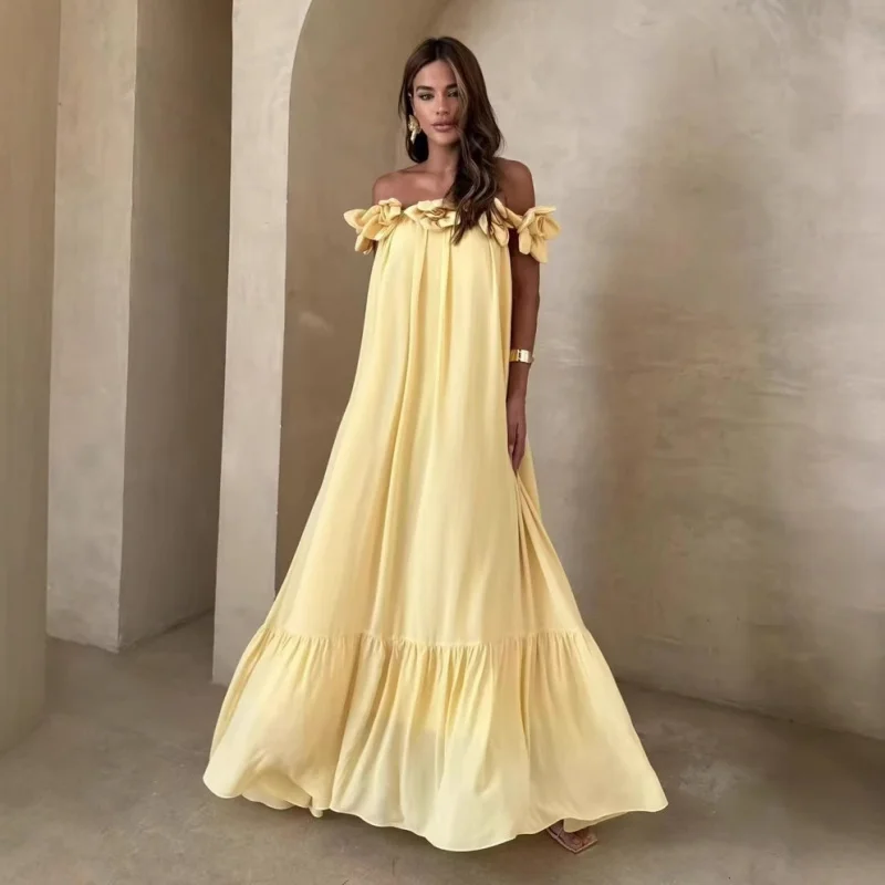 Yellow Dress 2025 Summer European-Sea Vacation off-Neck Three-Dimensional Flower Gentle Ethereal Swing Long Dress
Yellow Dress 2025 Summer European-Sea Vacation off-Neck Three-Dimensional Flower Gentle Ethereal Swing Long Dress