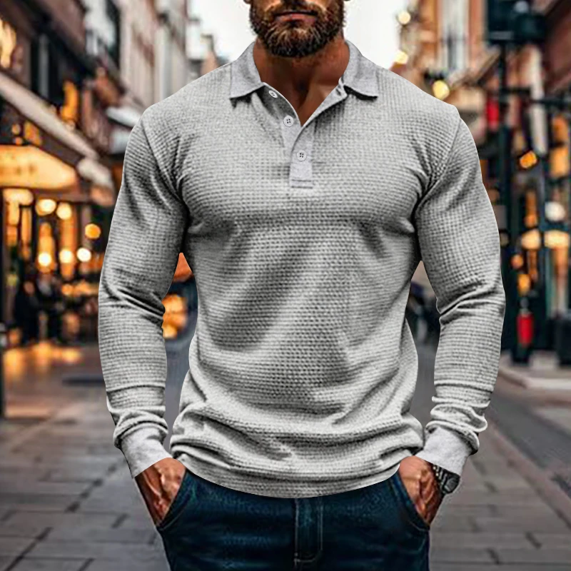 New Men's Solid Color Jacquard Henry Shirt Classic Versatile Suitable For Spring Autumn Solid Color Casual Long Top T-shirt
New Men's Solid Color Jacquard Henry Shirt Classic Versatile Suitable For Spring Autumn Solid Color Casual Long Top T-shirt