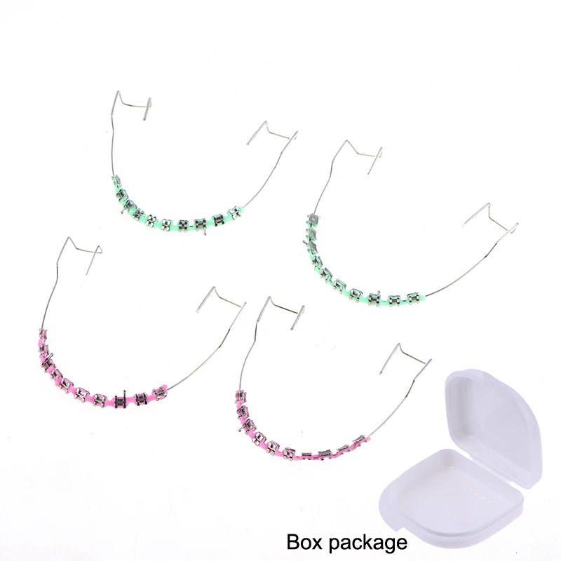 1 Pair Colorful Brackets Dental Fake Braces With Hook Temporary Tooth Decoration With Metal Wires Bracket Ligature Tie With Box
1 Pair Colorful Brackets Dental Fake Braces With Hook Temporary Tooth Decoration With Metal Wires Bracket Ligature Tie With Box