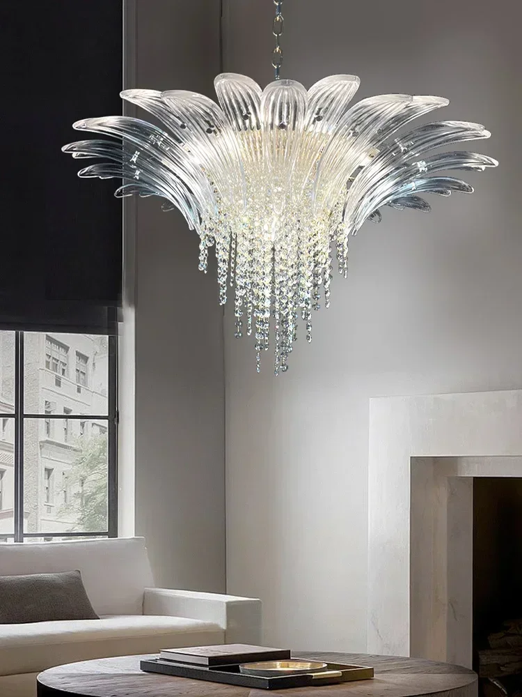 Petal Glass Flower Pendant Ceiling Lamp Minimalist Art Crystal Fringe Lamp for Living Room Staircase Villa Foyer Decor lamp
Petal Glass Flower Pendant Ceiling Lamp Minimalist Art Crystal Fringe Lamp for Living Room Staircase Villa Foyer Decor lamp