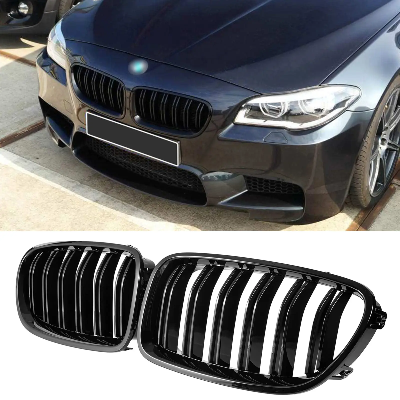 F10 Glossy Black Front Kidney Double Slat Grill Grille For BMW 5 Series F10 F11 F18 2010-2017 Dual Line Racing Grills
F10 Glossy Black Front Kidney Double Slat Grill Grille For BMW 5 Series F10 F11 F18 2010-2017 Dual Line Racing Grills