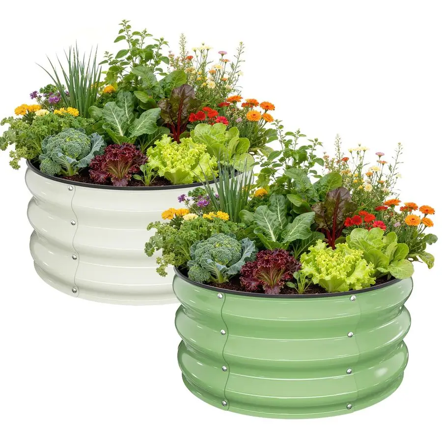 Galvanized Raised Garden Bed, 2pcs 2x2x1 FT Round Planter Box for Outdoor, Raised Beds for Gardening Vegetables Flower HerbPearl
Galvanized Raised Garden Bed, 2pcs 2x2x1 FT Round Planter Box for Outdoor, Raised Beds for Gardening Vegetables Flower HerbPearl