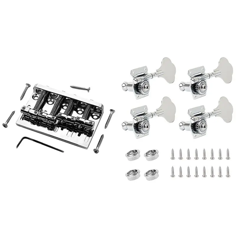 4Pcs Guitar Tuning Pegs Electric Bass Tuner Peg With 4 String Hardtail Bass Guitar Bridge Chrome
4Pcs Guitar Tuning Pegs Electric Bass Tuner Peg With 4 String Hardtail Bass Guitar Bridge Chrome
