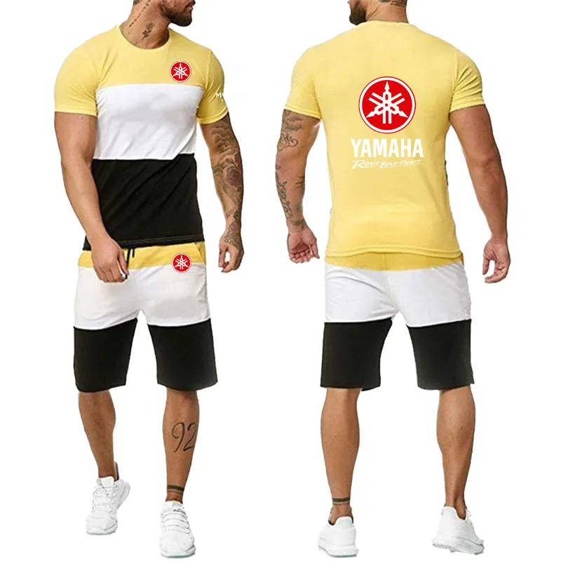 Yamaha Logo Men's short sleeved T-shirt and shorts, two-piece sports set, summer, fashionable set, comfortable casual set, spor
Yamaha Logo Men's short sleeved T-shirt and shorts, two-piece sports set, summer, fashionable set, comfortable casual set, spor