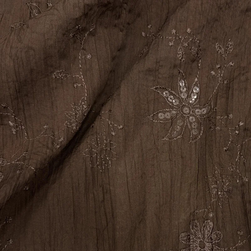 Deep Brown Stripe Pleated Texture Begonia Sequin Embroidered Fabric Spring Summer Shirt Cheongsam Sewing Craft Fashion Material
Deep Brown Stripe Pleated Texture Begonia Sequin Embroidered Fabric Spring Summer Shirt Cheongsam Sewing Craft Fashion Material