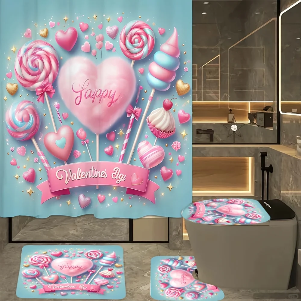 Happy Valentine's Day Bathroom 4-Piece Set: Shower Curtain, Bath Mat, Toilet Cover, Tank Cover – Sweet and Romantic Decor
Happy Valentine's Day Bathroom 4-Piece Set: Shower Curtain, Bath Mat, Toilet Cover, Tank Cover – Sweet and Romantic Decor