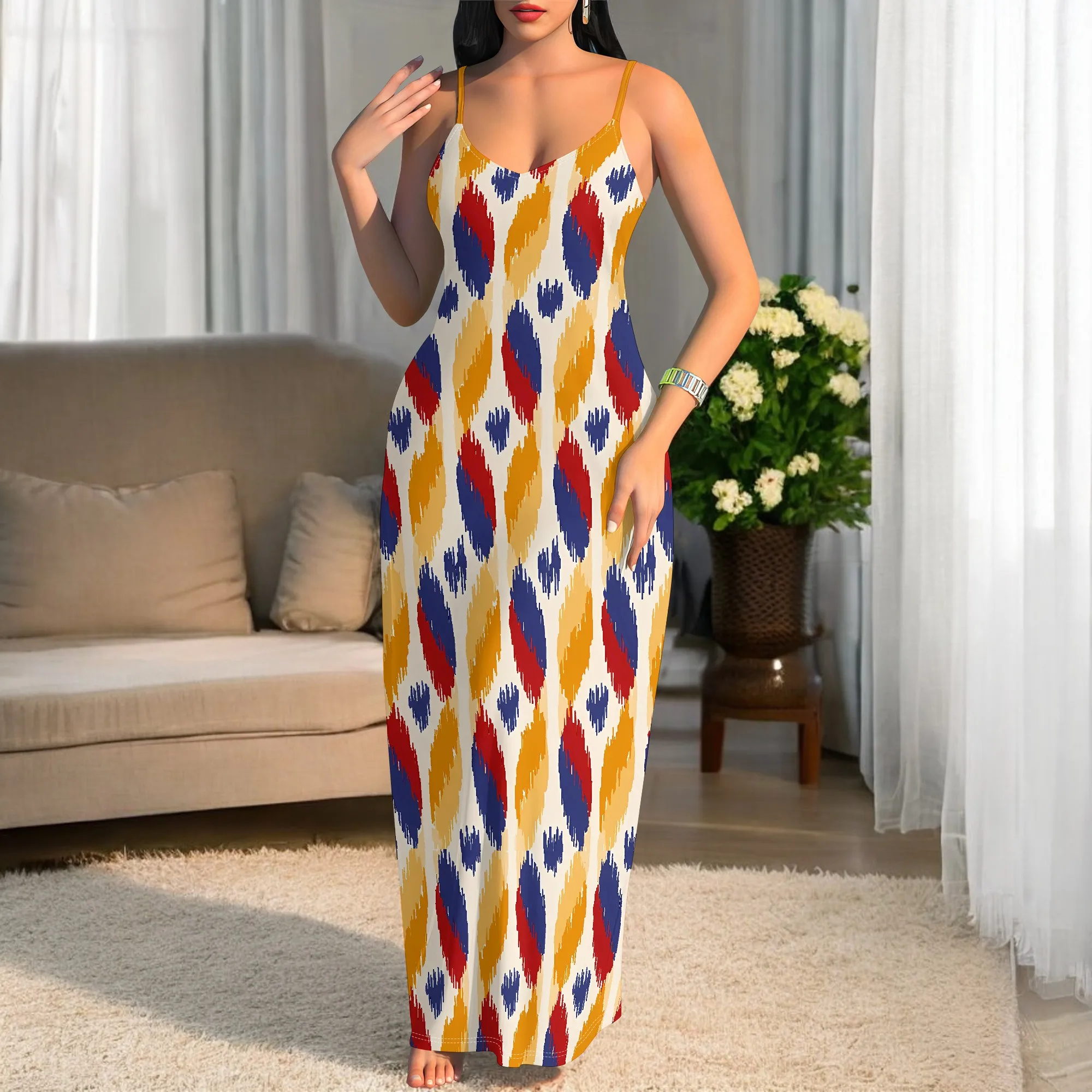 Tribal Print Sleeveless Maxi Dress for Women Summer Boho Bodycon Long Sundress Holiday Outfit
Tribal Print Sleeveless Maxi Dress for Women Summer Boho Bodycon Long Sundress Holiday Outfit