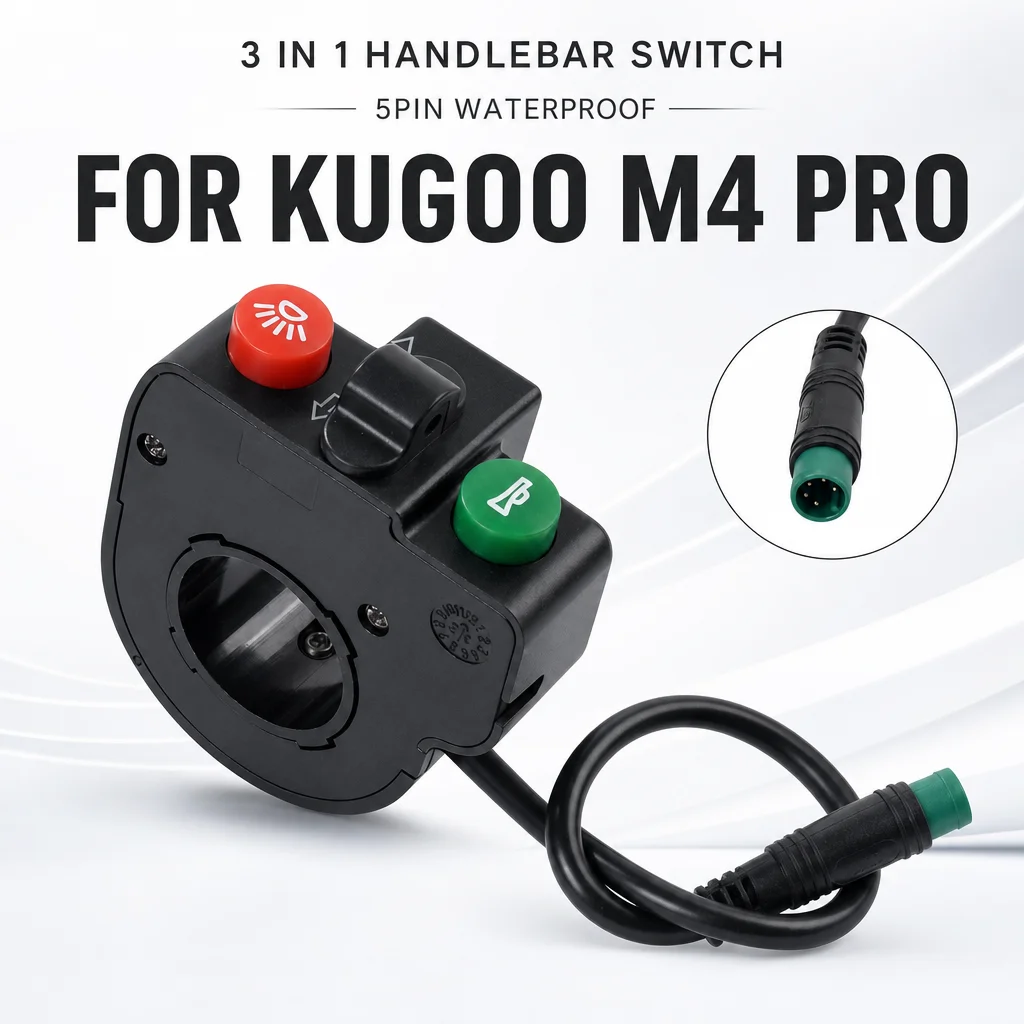 For KUGOO M4 PRO Electric Scooter 3 in 1 Handlebar Switch, 5pin Waterproof Headlight Horn Turn Signal Replacement Parts
For KUGOO M4 PRO Electric Scooter 3 in 1 Handlebar Switch, 5pin Waterproof Headlight Horn Turn Signal Replacement Parts