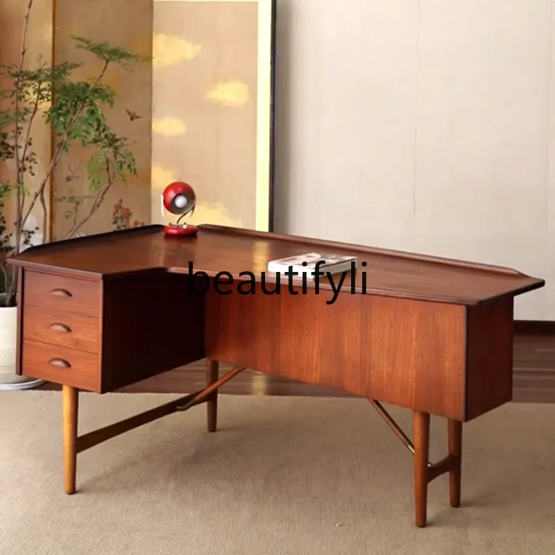 zq1Danish medieval corner desk retro style teak Nordic medieval solid wood desk
zq1Danish medieval corner desk retro style teak Nordic medieval solid wood desk