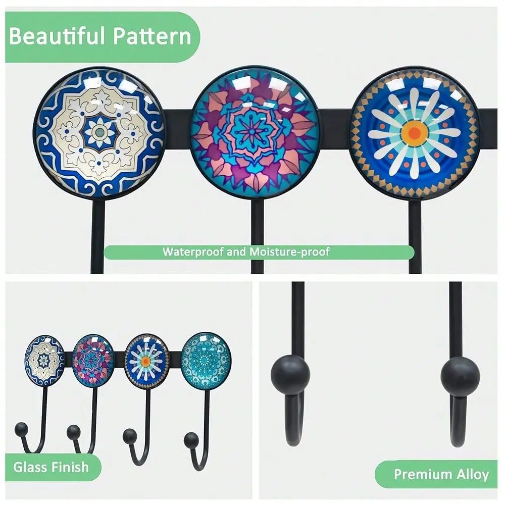 Rack Wall Mounted With 4 Hooks, Round Blue Pattern Decorative Wall Hooks For Hanging Hat, Key, Towel, Purse, Bag And Robe, For
Rack Wall Mounted With 4 Hooks, Round Blue Pattern Decorative Wall Hooks For Hanging Hat, Key, Towel, Purse, Bag And Robe, For