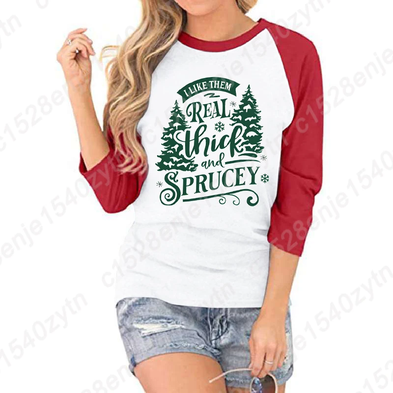 Christmas I Like Them Real Thick And Sprucey Seven Sleeves Shirts Women Summer Seven Sleeves Tops Round Neck Creative Tee Shirts
Christmas I Like Them Real Thick And Sprucey Seven Sleeves Shirts Women Summer Seven Sleeves Tops Round Neck Creative Tee Shirts