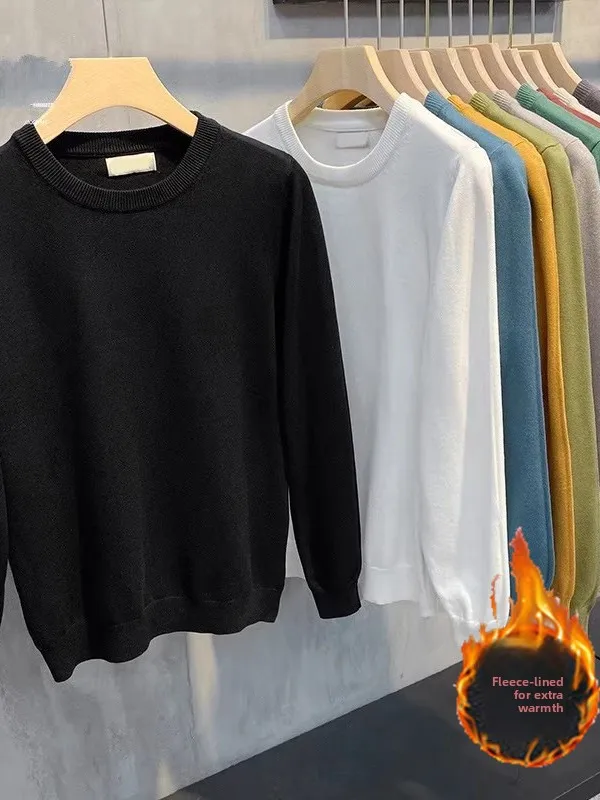 Men's Fleece Lined round Neck Knitwear Warm Slim Fit Base Layer Korean Style Pullover Bottoming T-Shirt for Autumn Winter
Men's Fleece Lined round Neck Knitwear Warm Slim Fit Base Layer Korean Style Pullover Bottoming T-Shirt for Autumn Winter