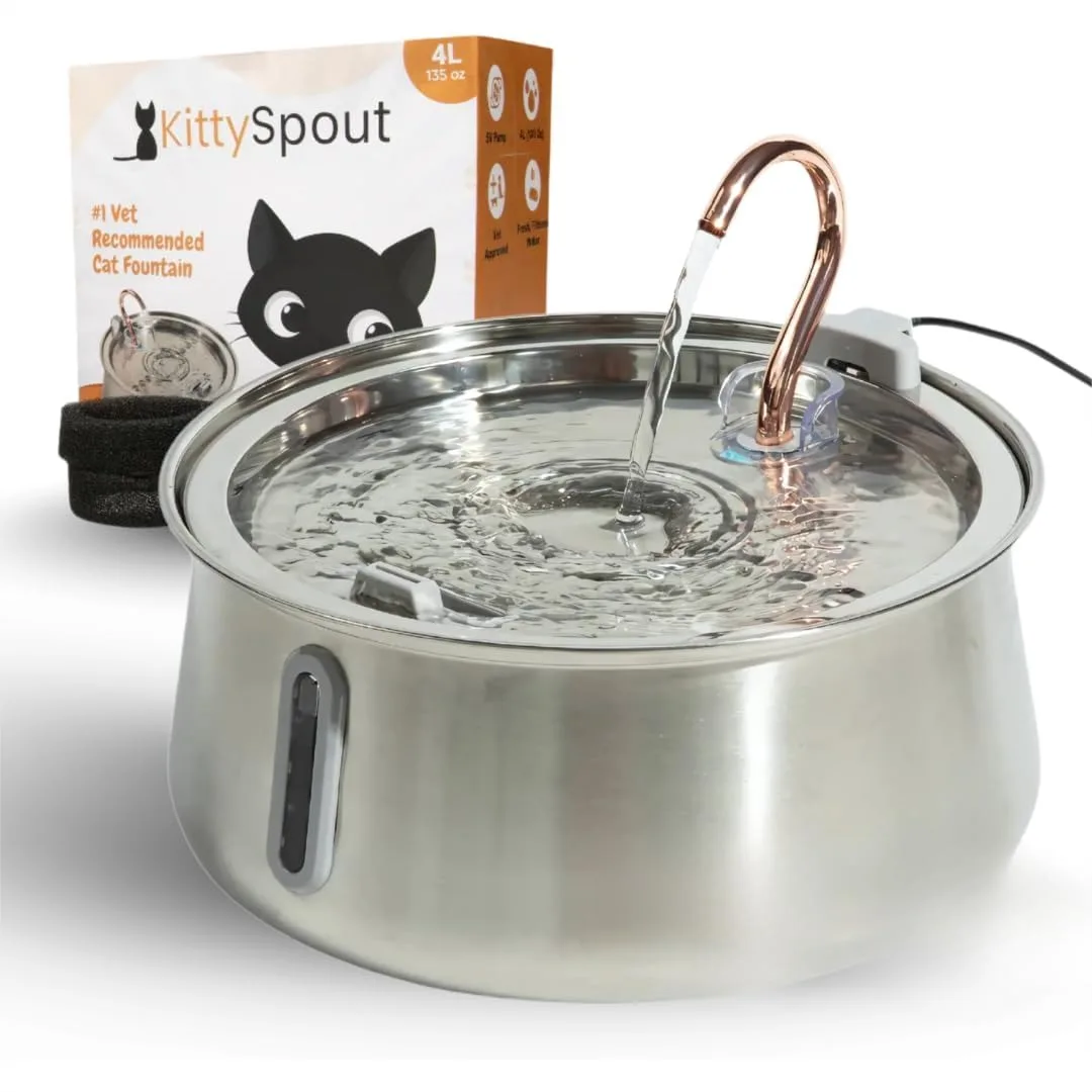 Stainless Steel Cat Water Fountain, Automatic Drinking Fountain with 4L Capacity, Quiet Circulating Water Bowl for Multi-Cat
Stainless Steel Cat Water Fountain, Automatic Drinking Fountain with 4L Capacity, Quiet Circulating Water Bowl for Multi-Cat