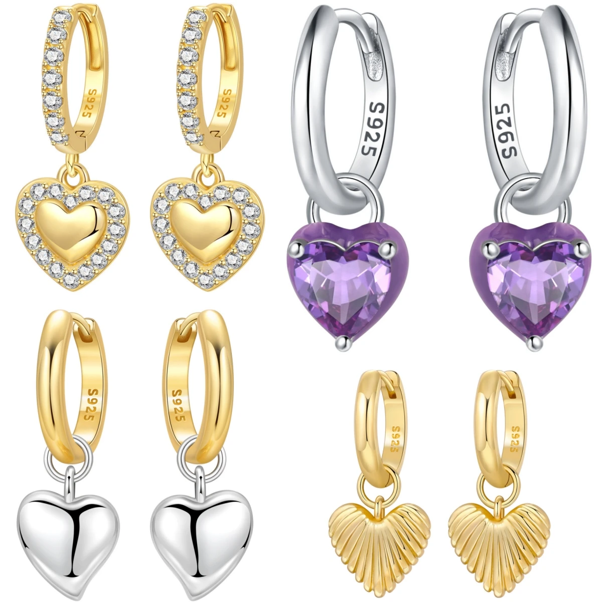 CYCUFF 925 Sterling Silver Purple Love Heart Earrings Dreamy Drop Earrings Suitable for Women Birthday Party Fine Jewelry Gifts
CYCUFF 925 Sterling Silver Purple Love Heart Earrings Dreamy Drop Earrings Suitable for Women Birthday Party Fine Jewelry Gifts