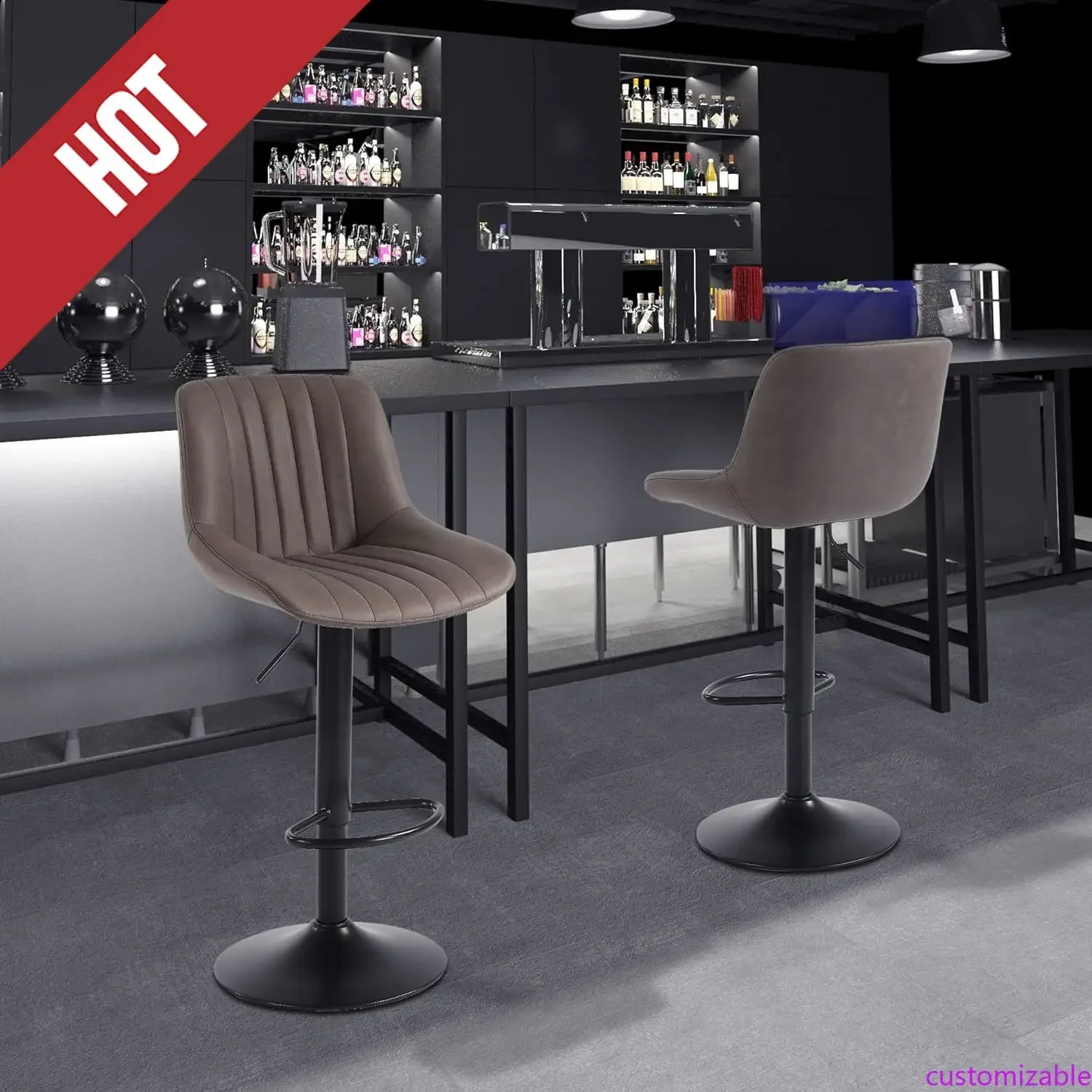Customizable Bar Stools Set Of 3, Swivel Counter Height Barstools With Back,Modern Armless Kitchen Island Stool, Brown
Customizable Bar Stools Set Of 3, Swivel Counter Height Barstools With Back,Modern Armless Kitchen Island Stool, Brown