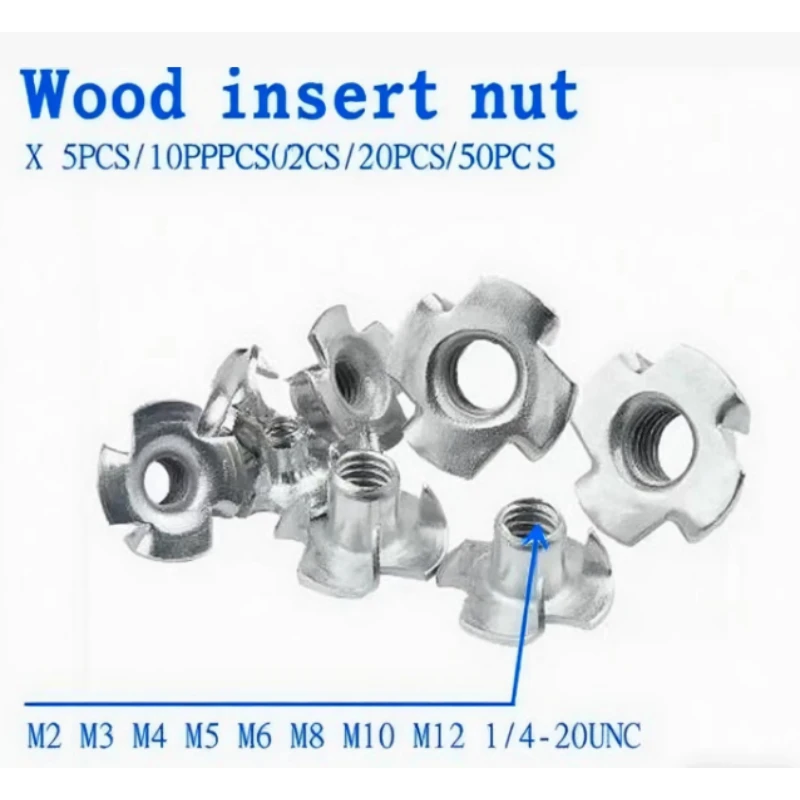 10-50Pcs Colorful Furniture Wood Insert Nuts M2-M12 1/4-20UNC Four Claws Speaker T-Nut Assortment
10-50Pcs Colorful Furniture Wood Insert Nuts M2-M12 1/4-20UNC Four Claws Speaker T-Nut Assortment