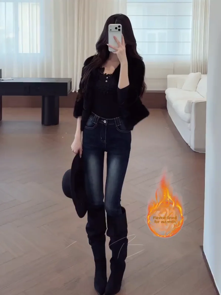 High Waist Fce Lined Slim Fit Jeans Women's Autumn Winter Elastic Bootcut Sexy Slimming Denim High Elastici Cotton Stretch
High Waist Fce Lined Slim Fit Jeans Women's Autumn Winter Elastic Bootcut Sexy Slimming Denim High Elastici Cotton Stretch