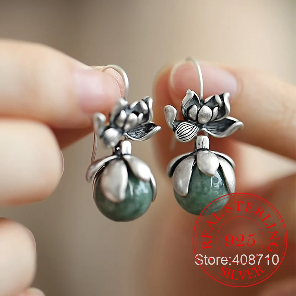 925 Sterling Silver Jewelry Vintage Round Jade Lotus Drop Earrings for Women Wedding Party Jewelry for Girls Friend Gift
925 Sterling Silver Jewelry Vintage Round Jade Lotus Drop Earrings for Women Wedding Party Jewelry for Girls Friend Gift