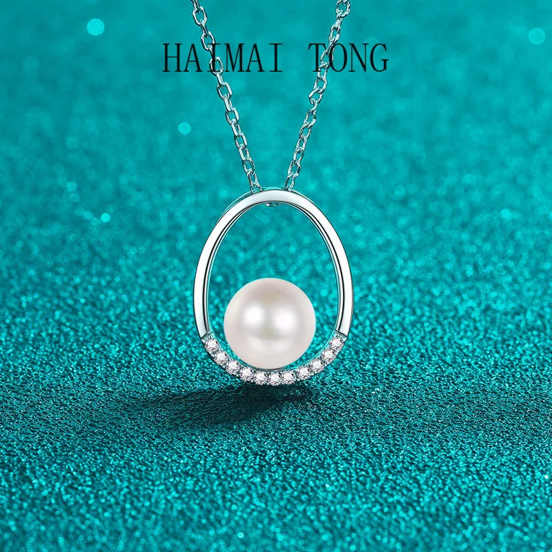 HAIMAITONGmoissanite Diamond Pte950 Platinum Pearl Necklace with Oval Drop Pendant and Collar Chain
HAIMAITONGmoissanite Diamond Pte950 Platinum Pearl Necklace with Oval Drop Pendant and Collar Chain