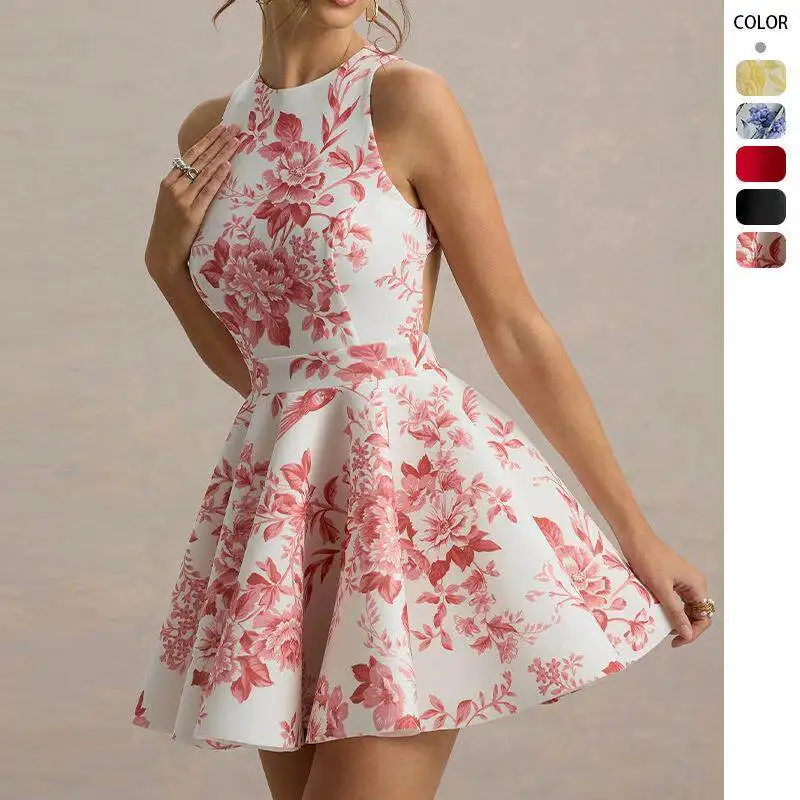 Spring Summer Women's Midi Dress with Belt Print Strapless Chinese Origin Sleeveless Fashionable Casual Style for Ladies
Spring Summer Women's Midi Dress with Belt Print Strapless Chinese Origin Sleeveless Fashionable Casual Style for Ladies