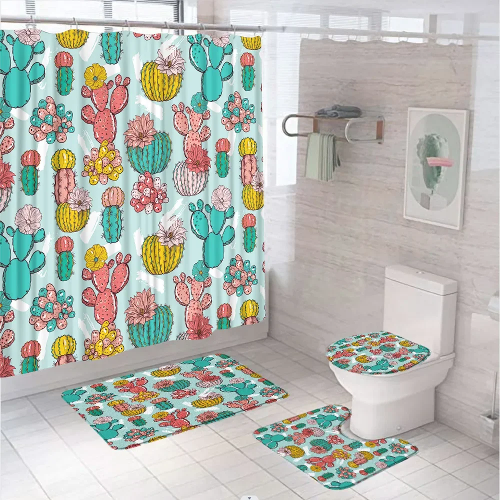Tropical Plant Succulent Cactus Shower Curtain Sets Garden Rural Flower Bathroom Screen Flannel Carpet Rug Bath Mat Toilet Cover
Tropical Plant Succulent Cactus Shower Curtain Sets Garden Rural Flower Bathroom Screen Flannel Carpet Rug Bath Mat Toilet Cover