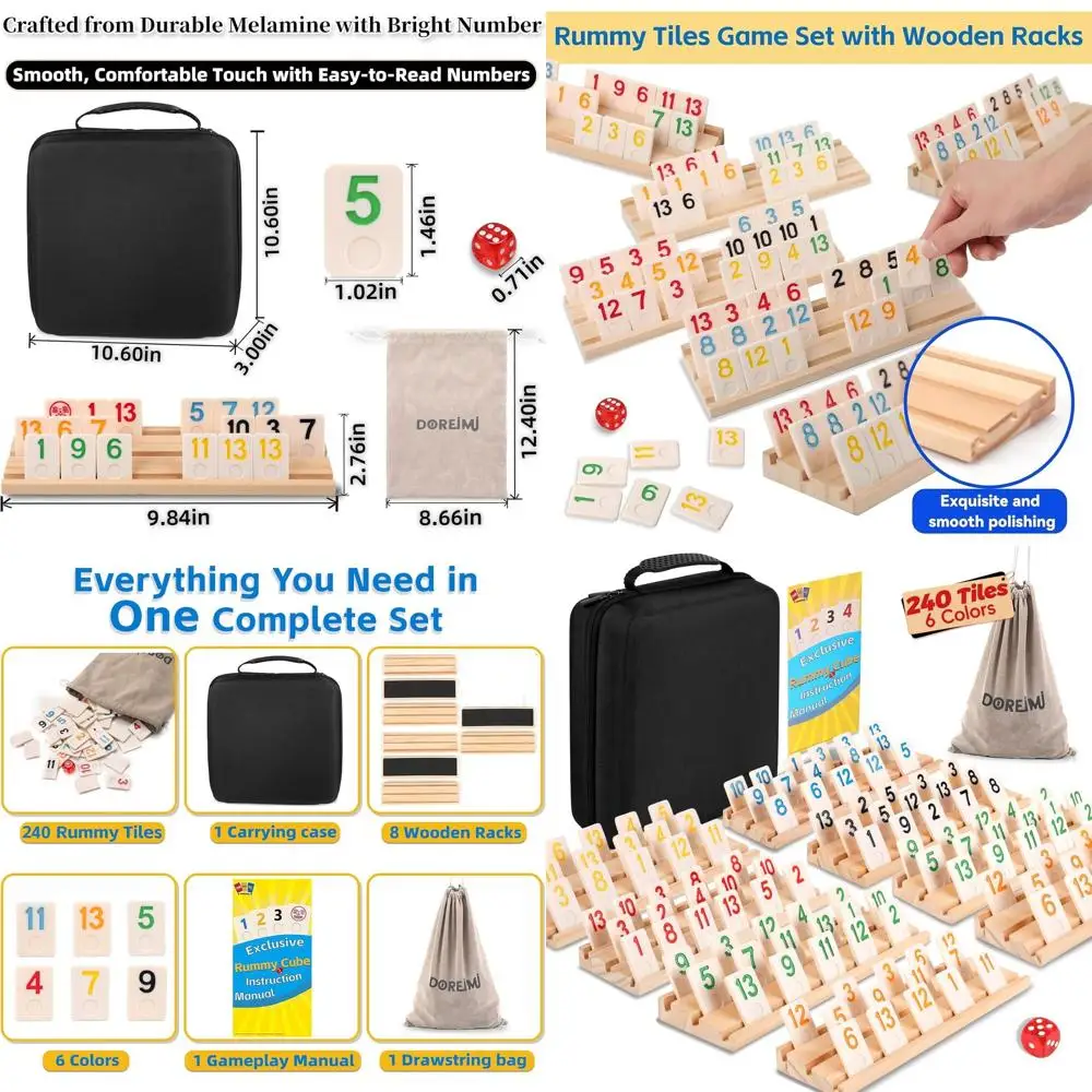 Rummy Deluxe Game Set for 6-8 Players: 8 Racks, 240 Tiles, Ideal Travel Board Game for Ages 8+, Perfect Birthday Gift for All
Rummy Deluxe Game Set for 6-8 Players: 8 Racks, 240 Tiles, Ideal Travel Board Game for Ages 8+, Perfect Birthday Gift for All