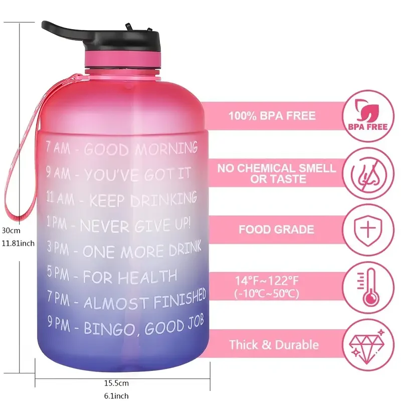 1pc One Gallon Motivational Water Bottle With Time Marker & Straw, Large BPA Free Leakproof Water Jug For Sports And Outdoor Act
1pc One Gallon Motivational Water Bottle With Time Marker & Straw, Large BPA Free Leakproof Water Jug For Sports And Outdoor Act