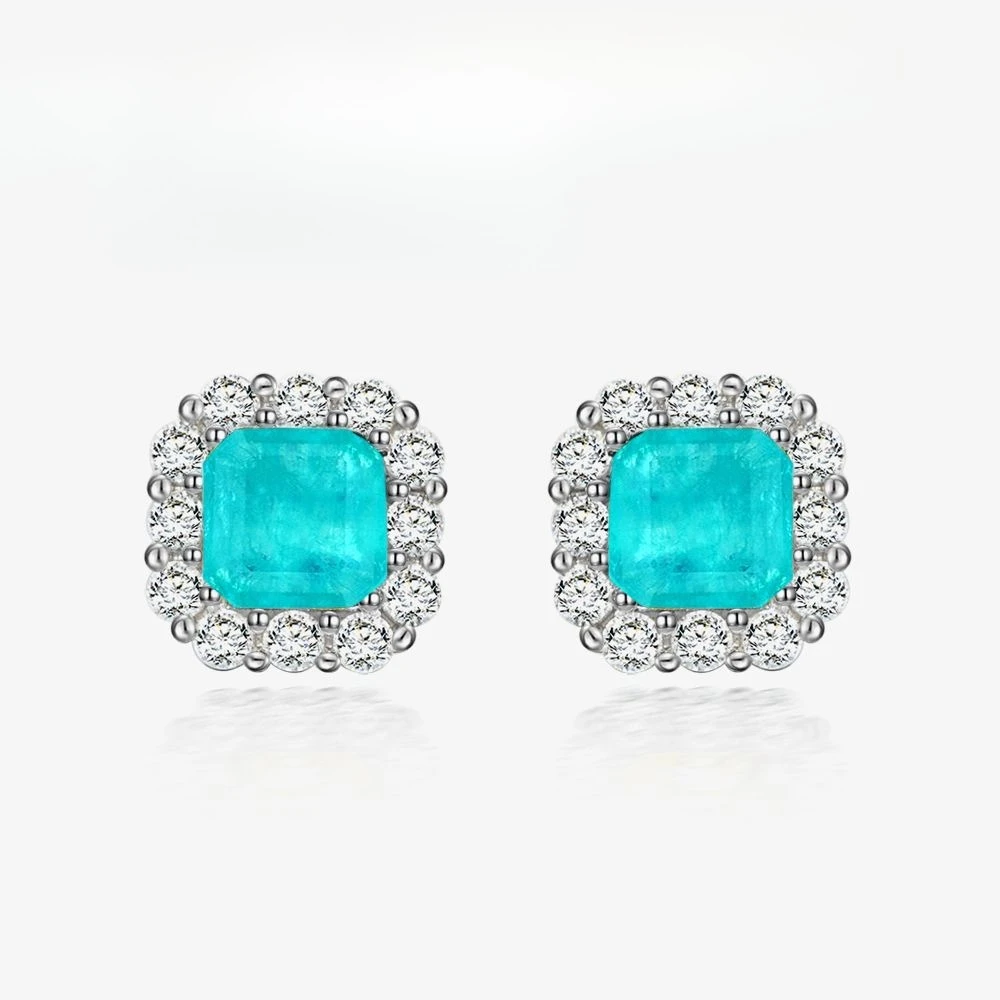 Hot Selling New S925 Silver 2-carat Synthetic Paraiba 7 * 7 Earrings Luxurious Surround Set with Diamonds Wedding Jewelry
Hot Selling New S925 Silver 2-carat Synthetic Paraiba 7 * 7 Earrings Luxurious Surround Set with Diamonds Wedding Jewelry