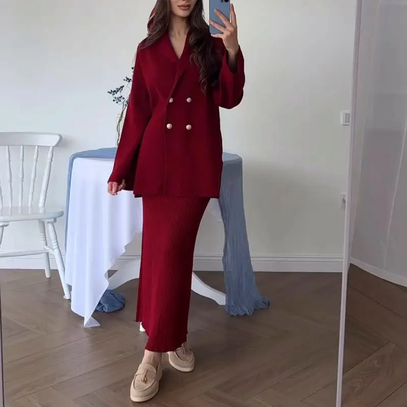 Women's Long Sleeve Cardigan Set Skirt Professional Career Women's Dress Code Autumn Collection No Brand Registered Trademark
Women's Long Sleeve Cardigan Set Skirt Professional Career Women's Dress Code Autumn Collection No Brand Registered Trademark