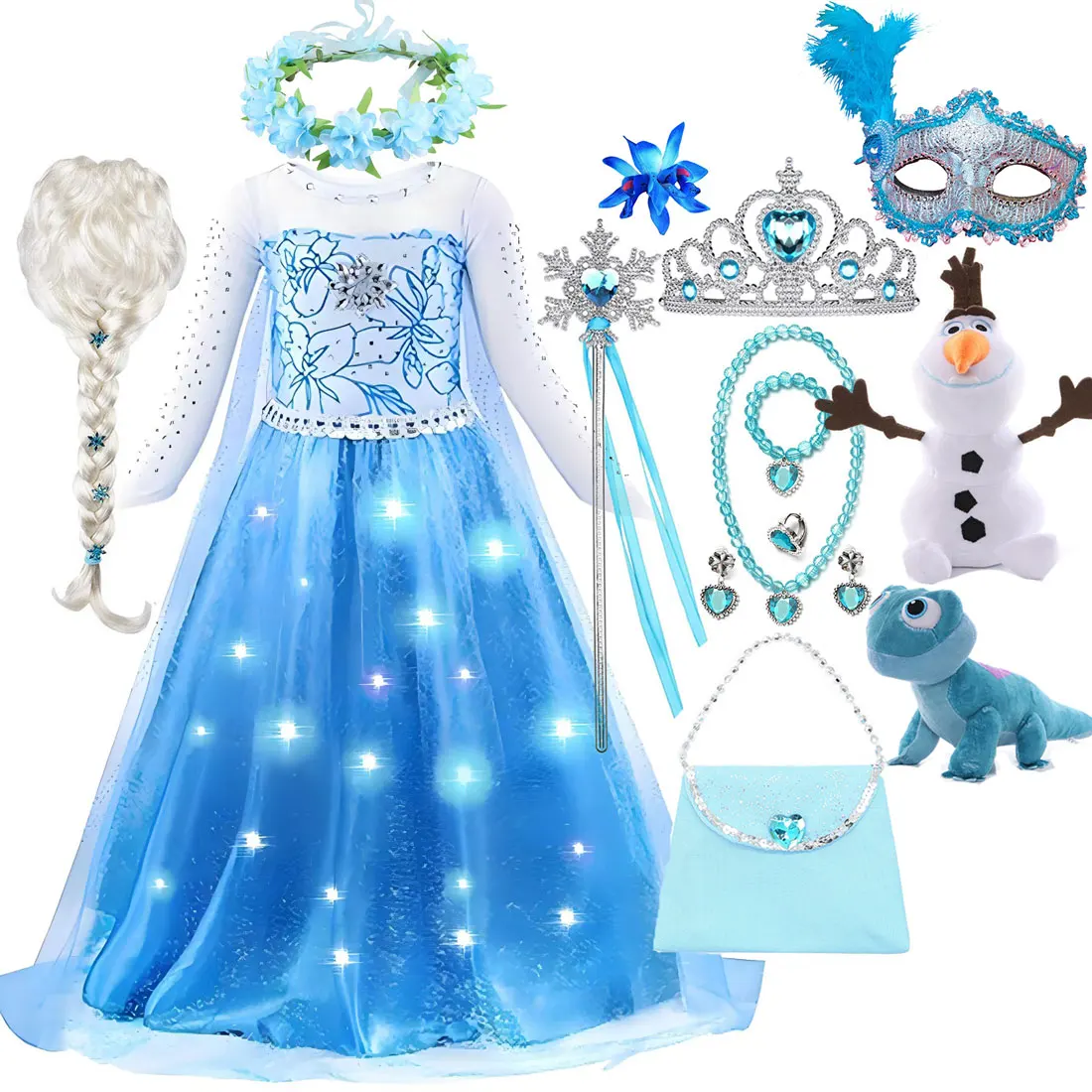 Disney Summer Breathable Elsa Princess Dress for Girl Dark Blue Print Long Sleeve Dress With Clear Lace Cloak Birthday Party Set
Disney Summer Breathable Elsa Princess Dress for Girl Dark Blue Print Long Sleeve Dress With Clear Lace Cloak Birthday Party Set