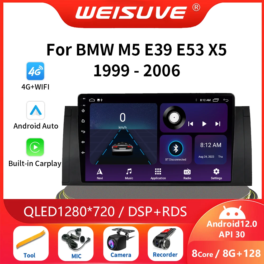 Android 12 Car Auto Radio Multimedia Video Player for BMW 5 E39 E53 X5 1995-2006 Navigation GPS Carplay QLED Stereo 2Din 8+128GB
Android 12 Car Auto Radio Multimedia Video Player for BMW 5 E39 E53 X5 1995-2006 Navigation GPS Carplay QLED Stereo 2Din 8+128GB