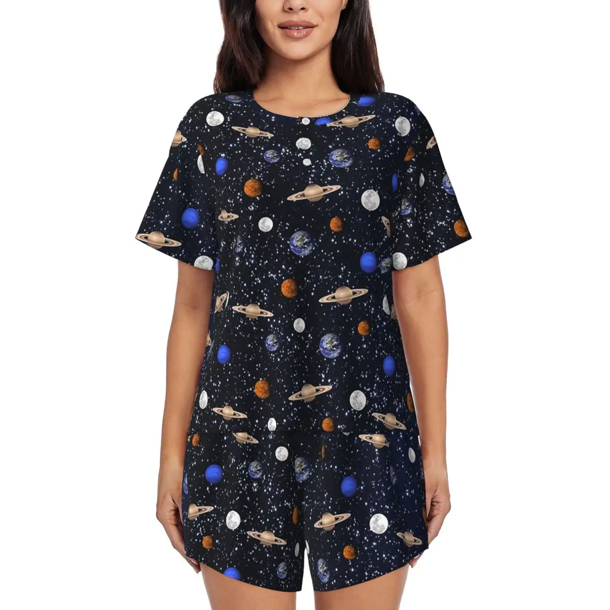 Solar System Space Planets Universe Round Neck Short Sleeve Nightgowns for Sleeping Women Soft Pajama Set Short Pants
Solar System Space Planets Universe Round Neck Short Sleeve Nightgowns for Sleeping Women Soft Pajama Set Short Pants