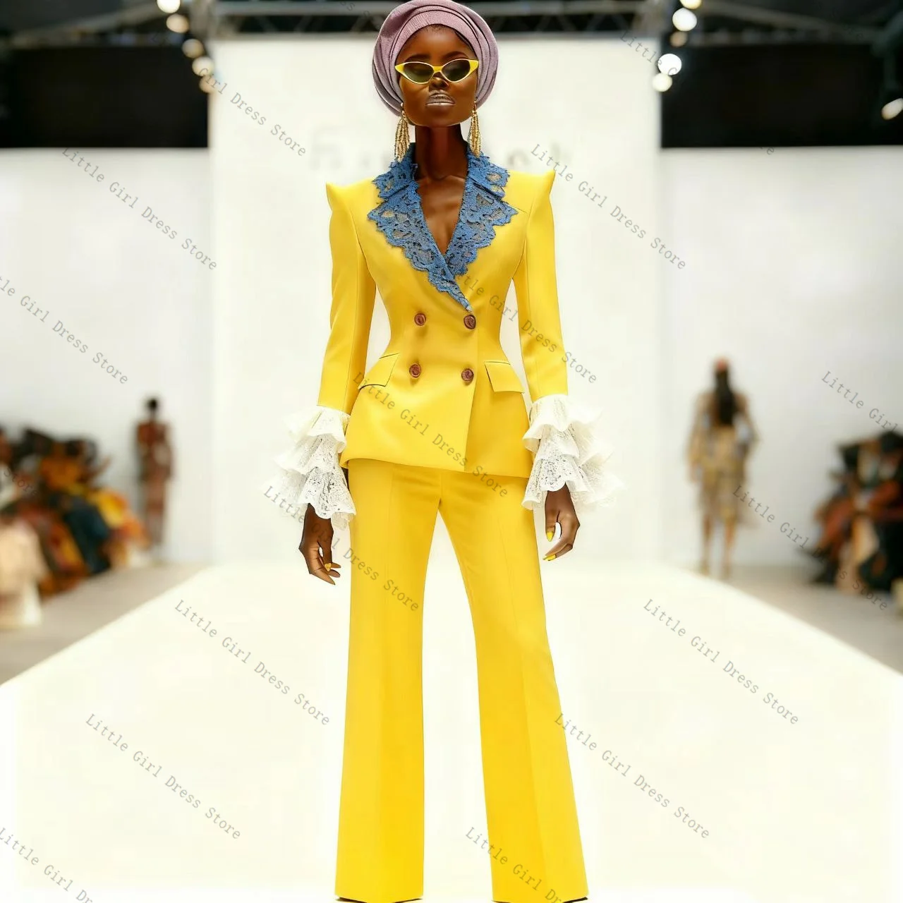 Yellow Lace Women Suit Set 2 Piece Blazer+Pants Trousers Cotton Formal Office Lady Jacket Prom Wedding Bride Coat Customized
Yellow Lace Women Suit Set 2 Piece Blazer+Pants Trousers Cotton Formal Office Lady Jacket Prom Wedding Bride Coat Customized