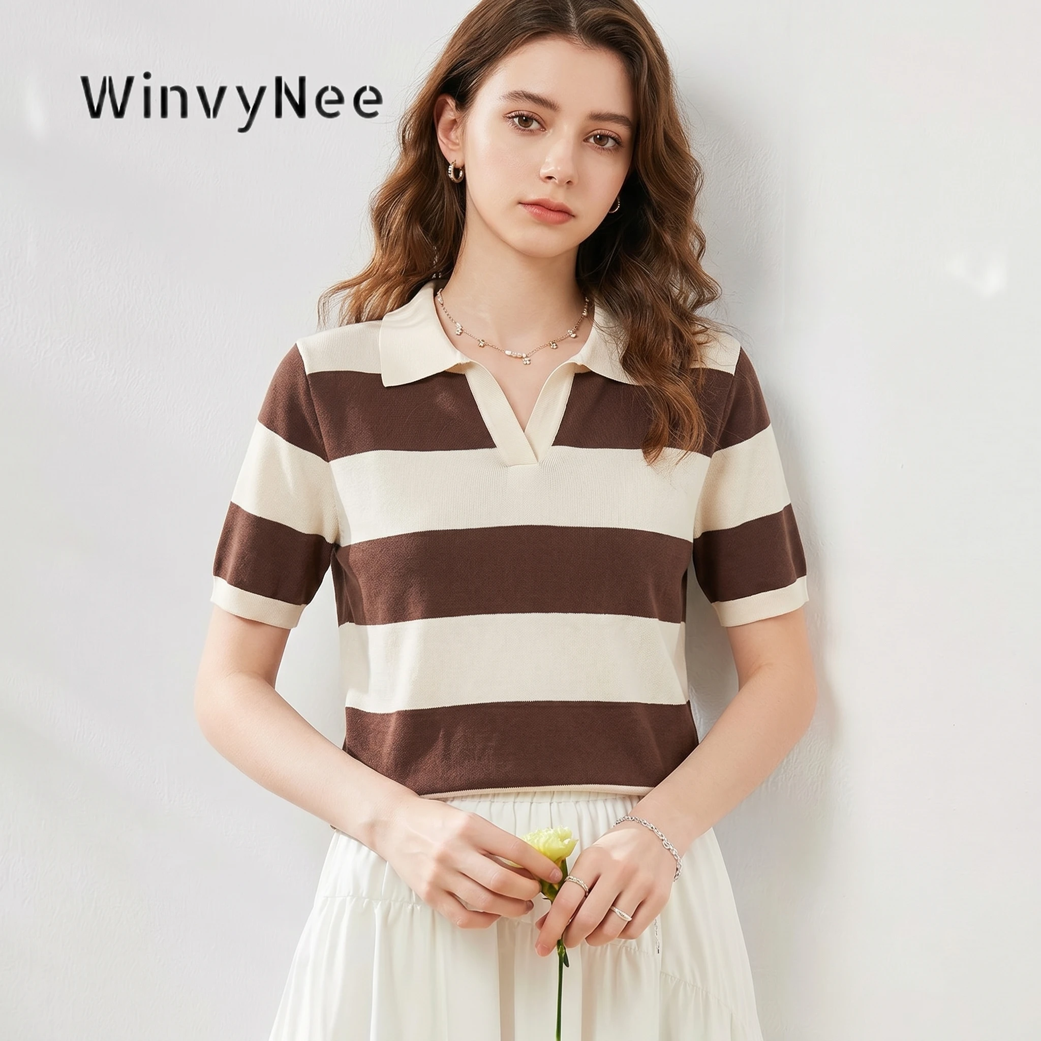 WinvyNee Summer Short Sleeve Women's Solid Polo Collar Shirt Casual Cotton Striped Top T-shirt Women Clothing Knit A1002022B
WinvyNee Summer Short Sleeve Women's Solid Polo Collar Shirt Casual Cotton Striped Top T-shirt Women Clothing Knit A1002022B