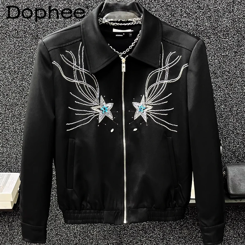 Men's 2025 Autumn New Loose Long Sleeve High Street Tops High-end Handmade Beaded Design Shiny Five-pointed Star Jacket Coats
Men's 2025 Autumn New Loose Long Sleeve High Street Tops High-end Handmade Beaded Design Shiny Five-pointed Star Jacket Coats