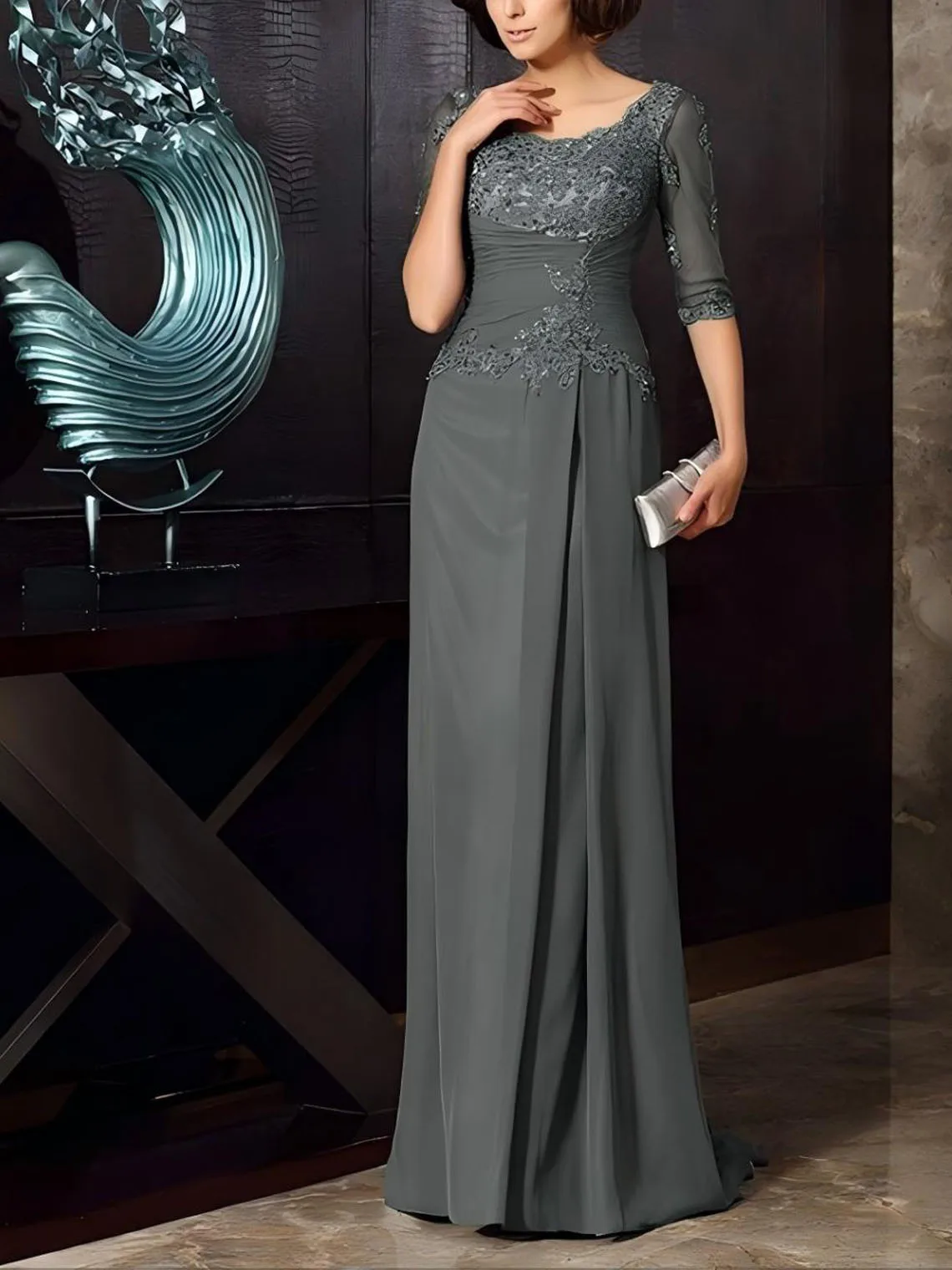 Elegant A-Line Mother of the Bride Dress Chiffon Scoop Neck Floor-Length Chiffon 1/2 Sleeves Applique Dress 2025 Free Customized
Elegant A-Line Mother of the Bride Dress Chiffon Scoop Neck Floor-Length Chiffon 1/2 Sleeves Applique Dress 2025 Free Customized