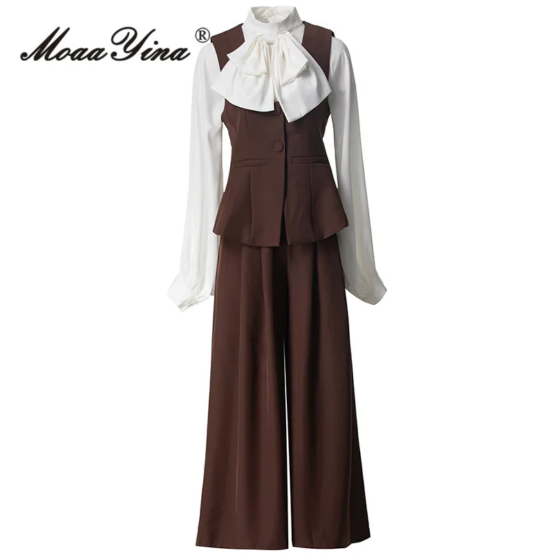 MoaaYina модная деловая однобортная верхняя одежда с воротником-бабочкой и широкими брюками, комплект из трех предметов
MoaaYina модная деловая однобортная верхняя одежда с воротником-бабочкой и широкими брюками, комплект из трех предметов 