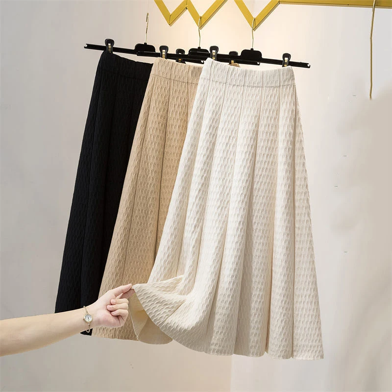 High Waist Slimming Solid Knitted Skirt for Women Mid-length A-line Dress Long Autumn Winter Woolen Yarn Large Pleated Skirt2025
High Waist Slimming Solid Knitted Skirt for Women Mid-length A-line Dress Long Autumn Winter Woolen Yarn Large Pleated Skirt2025