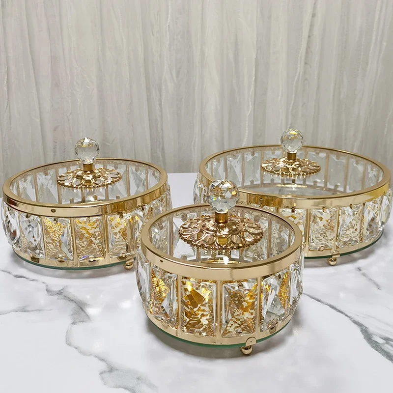European Luxury Crystal Glass Fruit Bowl with Lid Living Room Coffee Table Candy Storage Box Home Room Decorations Ornaments
European Luxury Crystal Glass Fruit Bowl with Lid Living Room Coffee Table Candy Storage Box Home Room Decorations Ornaments