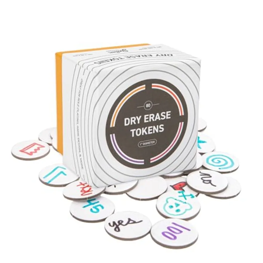 Dry Erase Tokens 80-Pack Reusable Blank Game Tokens 1" Diameter RPG, Board Game Design, DIY Tabletop Components
Dry Erase Tokens 80-Pack Reusable Blank Game Tokens 1" Diameter RPG, Board Game Design, DIY Tabletop Components